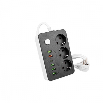 Przedłużacz Remo czarny 3x230V + 5x USB-A+1xUSB-C-30527