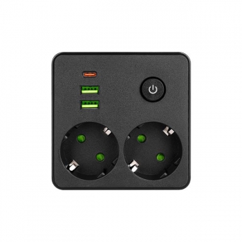 Rozgałęźnik Modi czarny 2x230V + 2x USB-A 1x USB-C-33249