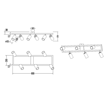 Żyrandol LED GU10 Bumo x6 czarny-34155