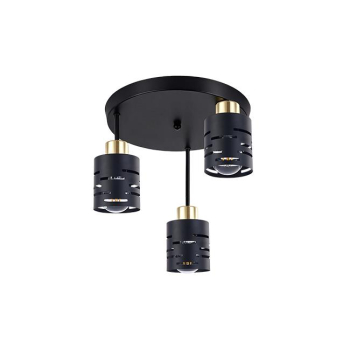 Kinkiet E27 LED Elen x3 czarny+złoty okrągły-35552
