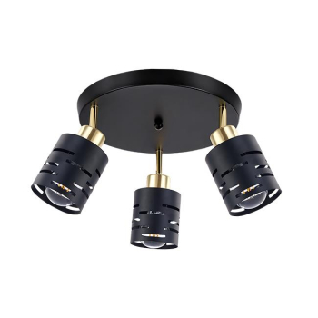 Kinkiet E27 LED Elen ruchomy x3 czarny+złoty okrąg-35554