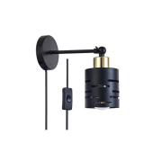 Kinkiet E27 LED Elen ruchomy x1 czarny+złoty wtycz-35622