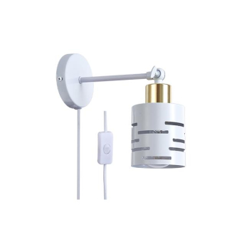 Kinkiet E27 LED Elen ruchomy x1 biały+złoty wtyczk-35623