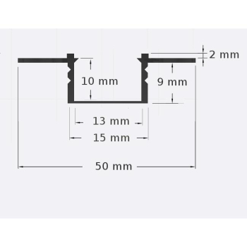 Profil LED PCV 50x12 Wpuszczany GK czarny 2m Mlecz-36085