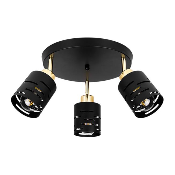 Kinkiet E27 LED Elen ruchomy x3 czarny+złoty okrąg-38584