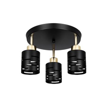 Kinkiet E27 LED Elen ruchomy x3 czarny+złoty okrąg-38586