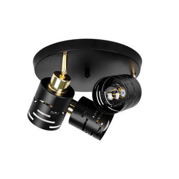 Kinkiet E27 LED Elen ruchomy x3 czarny+złoty okrąg-38588