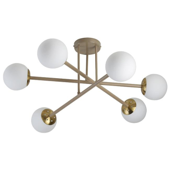 Żyrandol LED E27 Bali-12 74cm x6 beż+złoty-38660
