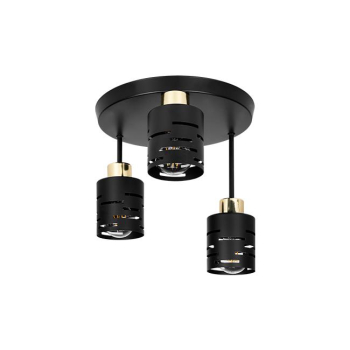 Kinkiet E27 LED Elen x3 czarny+złoty okrągły-38715
