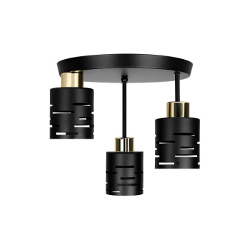 Kinkiet E27 LED Elen x3 czarny+złoty okrągły-38716
