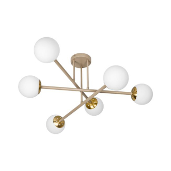 Żyrandol LED E27 Bali-12 74cm x6 beż+złoty-40326