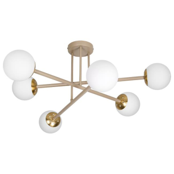 Żyrandol LED E27 Bali-12 74cm x6 beż+złoty-40327