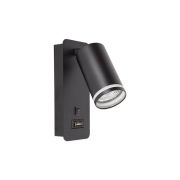 Kinkiet do czytania Ring GU10 55mm czarny USB A+ C-41275