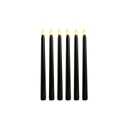 Świeczka LED stożek 28cm 2000K 2xAAA czarna-6szt-41471